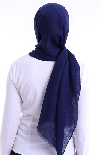 Patterned Cotton Shawl Navy - 6