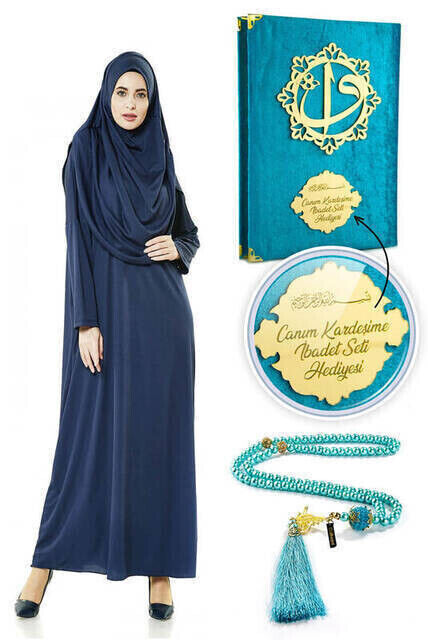 Personalized Religious Gift Set Prayer Dress Set Navy Blue - 1