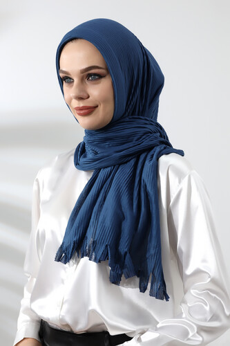 Petrol Hijab Ready Made Practical Corded Cotton Shawl - 1