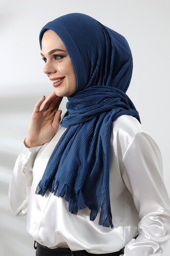 Petrol Hijab Ready Made Practical Corded Cotton Shawl - 2