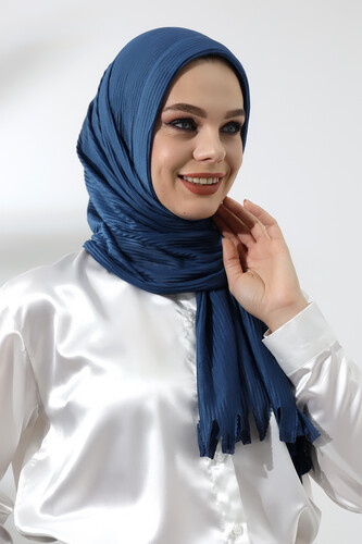 Petrol Hijab Ready Made Practical Corded Cotton Shawl - 4