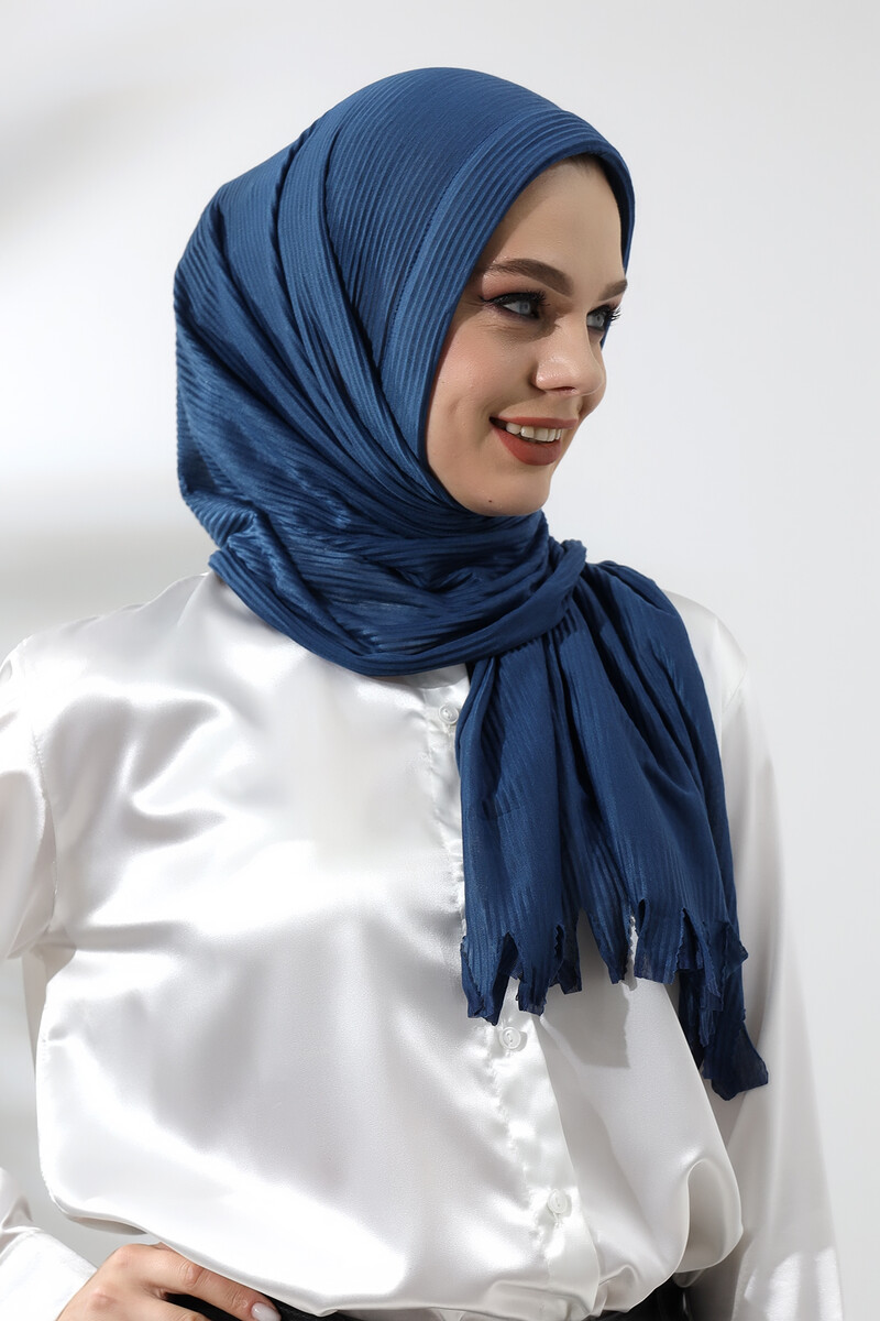 Petrol Hijab Ready Made Practical Corded Cotton Shawl - 5