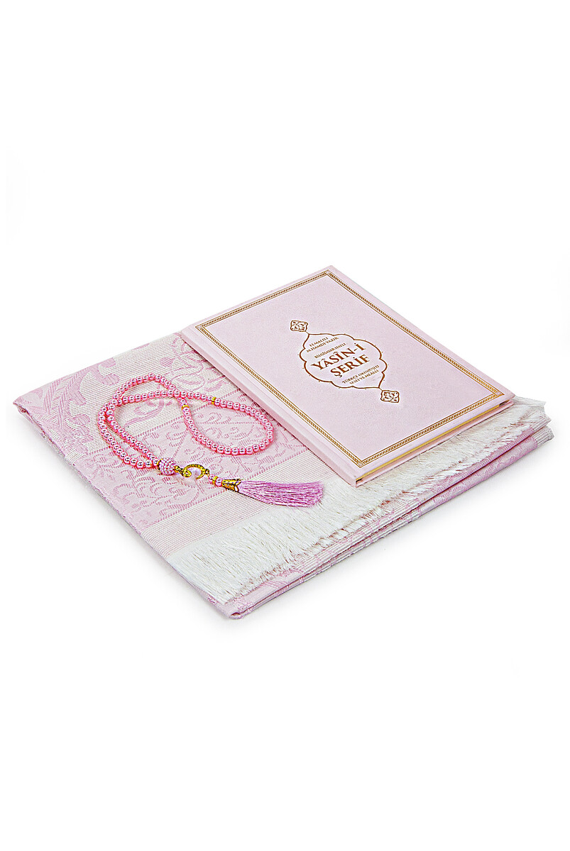 Pink Dowry Prayer Rug Set, Religious Gift Suitable for Bride's Bundle, Personalized Yasin Book - 3