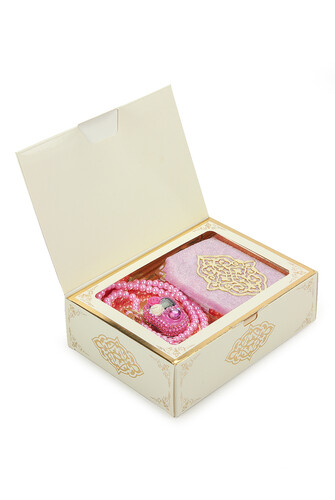 Pink Stone Chanting - Pocket Size Arabic Yasin-i Şerif - Hajj Umrah Gift Set with Pearl Prayer Beads - 1