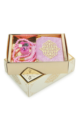 Pink Stone Chanting - Pocket Size Arabic Yasin-i Şerif - Hajj Umrah Gift Set with Pearl Prayer Beads - 2