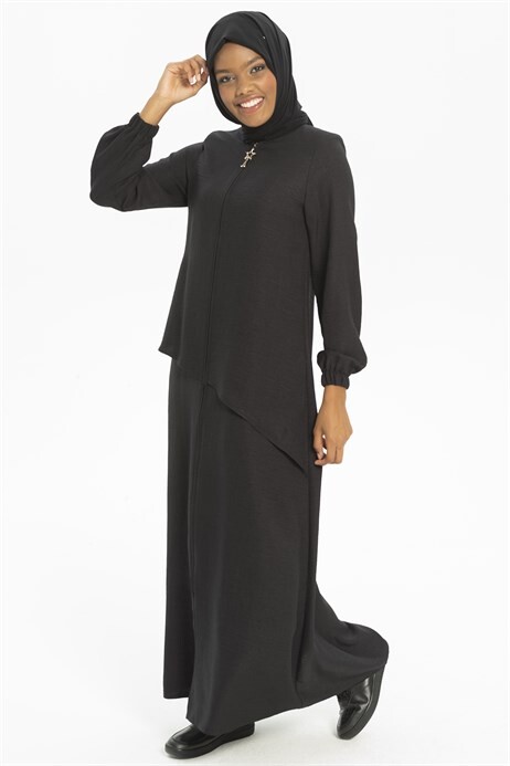 Plain Sports Black Abaya 3517 - 3