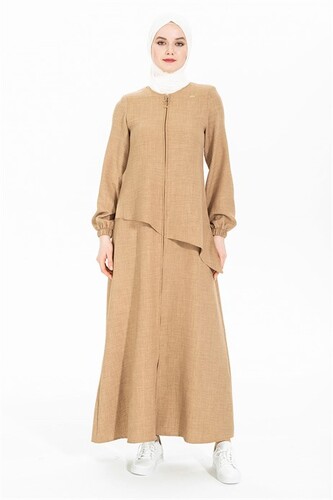 Plain Sports Milk Brown Abaya 3517 - 1