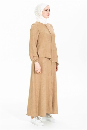 Plain Sports Milk Brown Abaya 3517 - 3