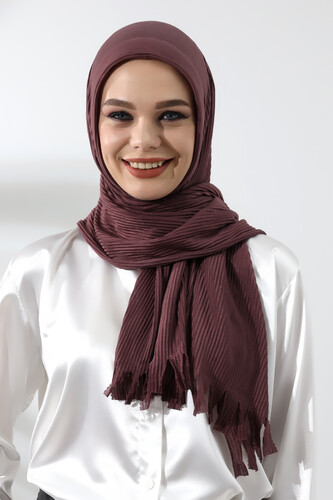 Plum Hijab Ready-made Practical Corded Cotton Shawl - 1