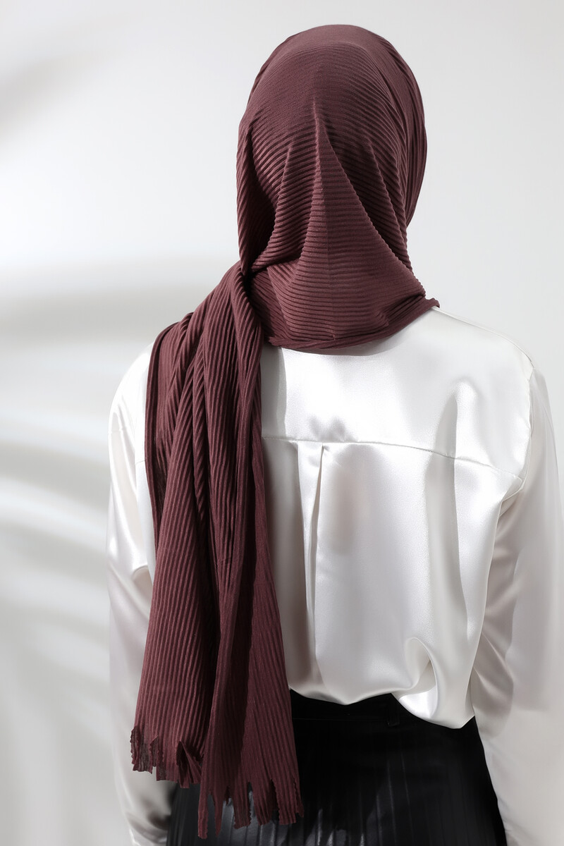 Plum Hijab Ready-made Practical Corded Cotton Shawl - 6