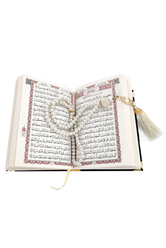 Pocket Size Gift Quran Set With Velvet Covered Box - Black - 4