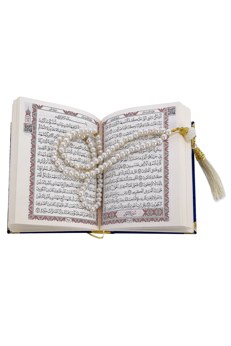 Pocket Size Gift Quran Set With Velvet Covered Box - Navy Blue - 4