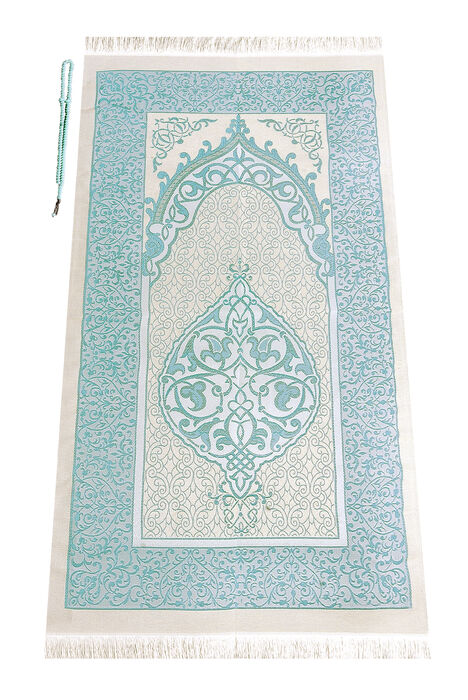 Pocket Size Velvet Book of Yasin - Prayer Rug - Rosary and Mevlid Gift with Transparent Box - Blue - 5