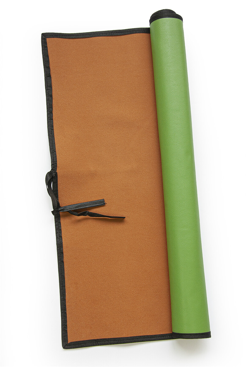 Portable Leather Hajj Umrah, Vehicle and Travel Prayer Mat - Green - 3