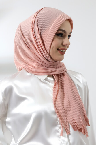 Powder Hijab Ready Made Practical Corded Cotton Shawl - 4