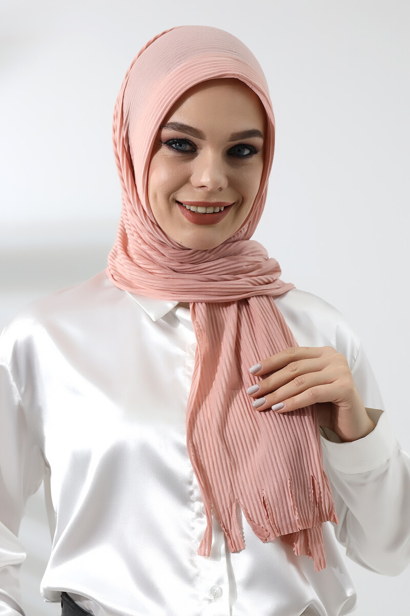 Powder Hijab Ready Made Practical Corded Cotton Shawl - 5