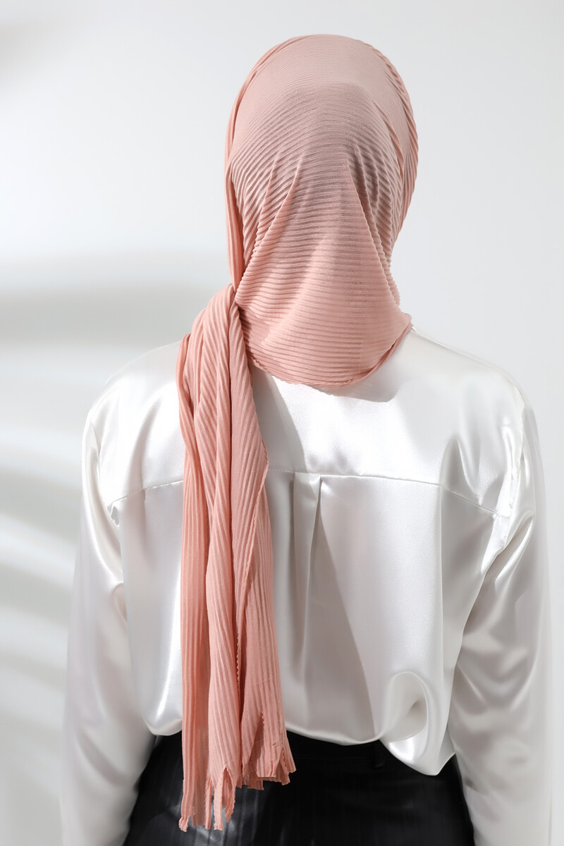 Powder Hijab Ready Made Practical Corded Cotton Shawl - 6