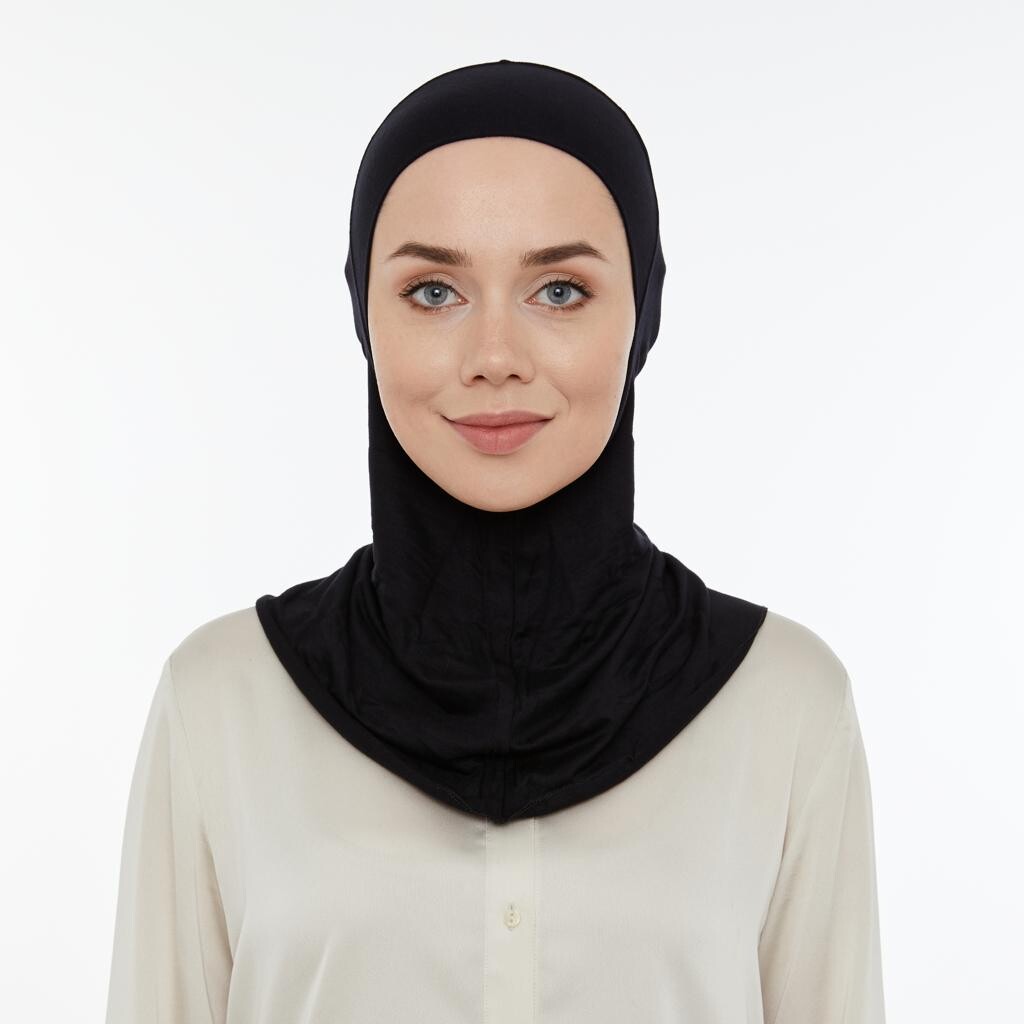 Pratik Boyunluklu Tesettür Hijab Bone Siyah - 1