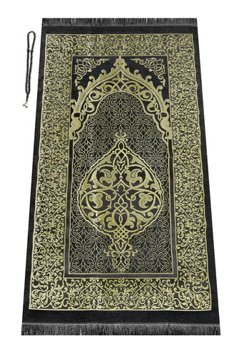 Prayer Rug Pearl Rosary Window Box Set Black Color - 3