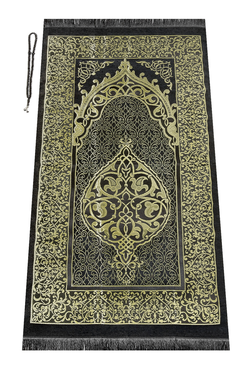 Prayer Rug Pearl Rosary Window Box Set Black Color - 3