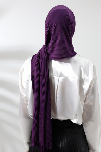 Purple Hijab Ready Made Practical Corded Cotton Shawl - 6