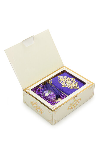 Purple Stone Chanting - Pocket Size Arabic Yasin-i Şerif - Hajj Umrah Gift Set with Pearl Prayer Beads - 1