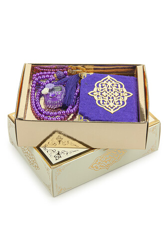 Purple Stone Chanting - Pocket Size Arabic Yasin-i Şerif - Hajj Umrah Gift Set with Pearl Prayer Beads - 2