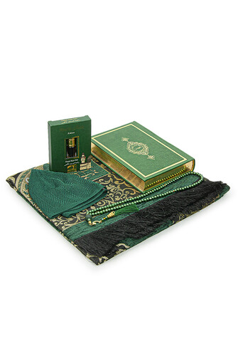 Quran and Dowry Prayer Rug Set, Suitable for the Groom's Package, Green - 2