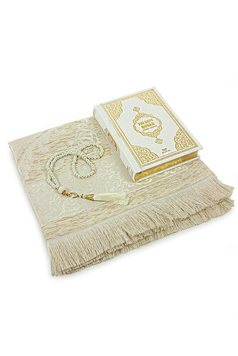 Quran with French Translation and Prayer Rug Set - 3