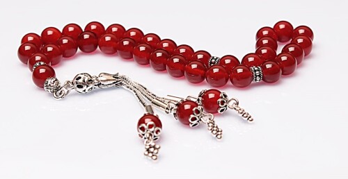 Real Red Agate Stone Rosary-Spherical Cut Rosary-Silver-Accented Rosary-33-Bead Rosary-Original Natural Stone Rosary - 1