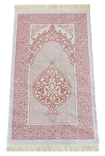 Red Dowry Prayer Rug Set with Pearl Prayer Beads and Gift Box Suitable for the Bride and Groom's Package - 6