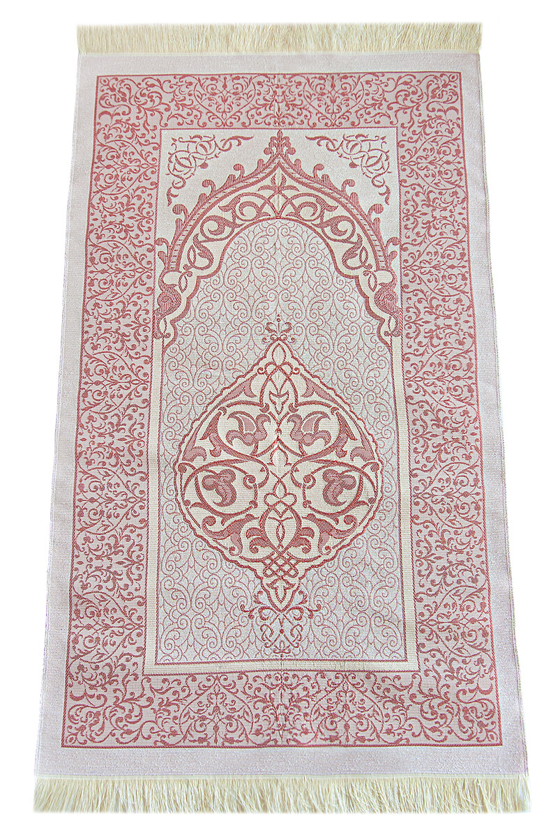 Red Dowry Prayer Rug Set with Pearl Prayer Beads and Gift Box Suitable for the Bride and Groom's Package - 6