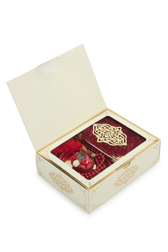 Red Stone Chanting - Pocket Size Arabic Yasin-i Şerif - Hajj Umrah Gift Set with Pearl Prayer Beads - 1