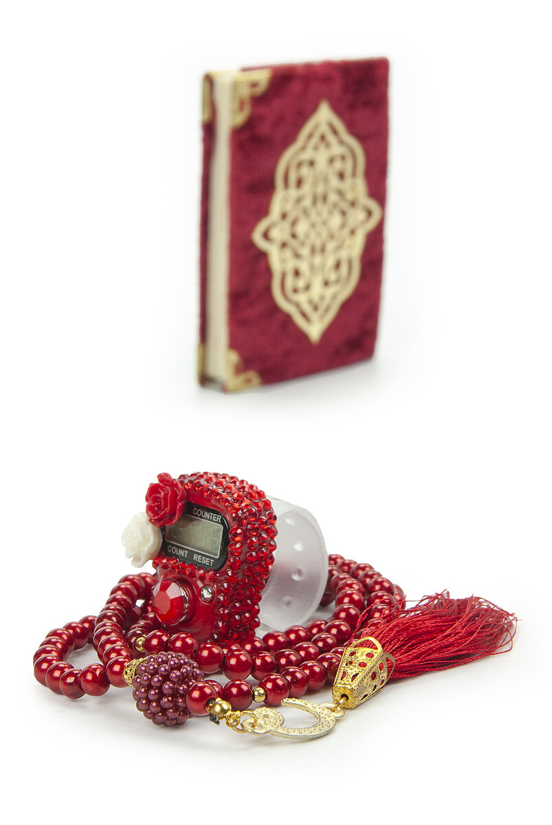 Red Stone Chanting - Pocket Size Arabic Yasin-i Şerif - Hajj Umrah Gift Set with Pearl Prayer Beads - 3