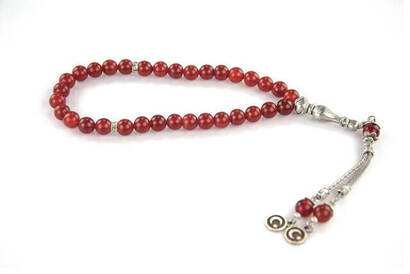 Red Agate Ceyt Stone 33 Piece Rosary - 1