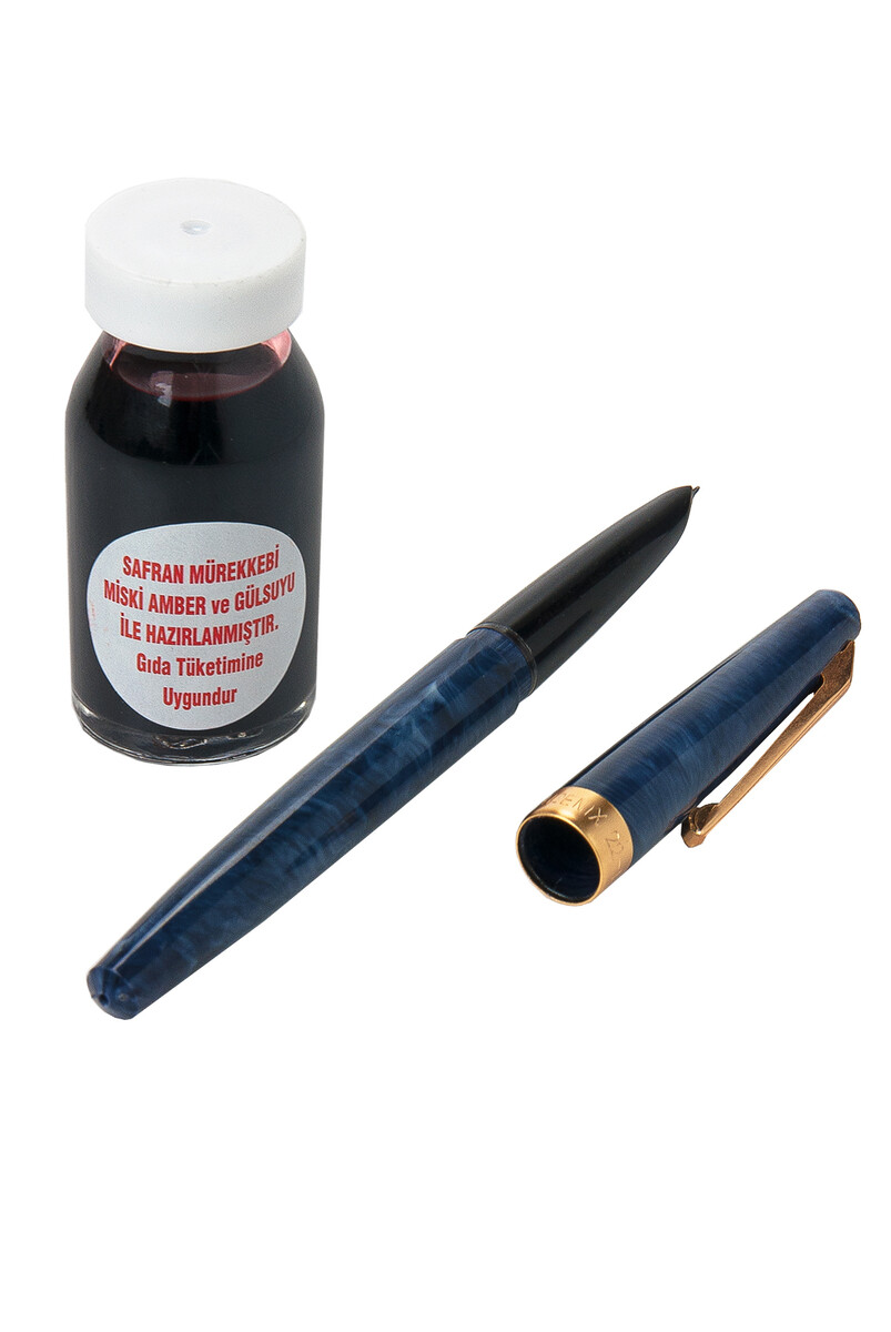 Red Saffron Ink and Navy Blue Color Saffron Pen Set - 1