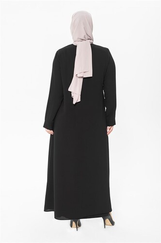 Rib Collar Black Abaya 3325 - 4