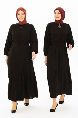 Ruffle Detailed Black Abaya 3321 - 2