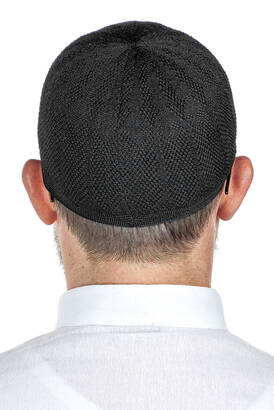 Sapphire Thin Knitted Lace Prayer Cap Black 1 Piece - 3