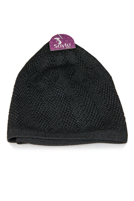 Sapphire Thin Knitted Lace Prayer Cap Black 1 Piece - 4