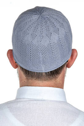 Sapphire Thin Knitted Lace Prayer Cap Gray 1 Piece - 3