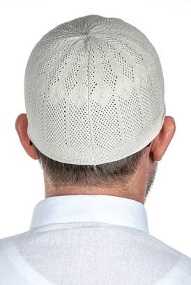 Sapphire Thin Knitted Lace Prayer Cap Stone 1 Piece - 3