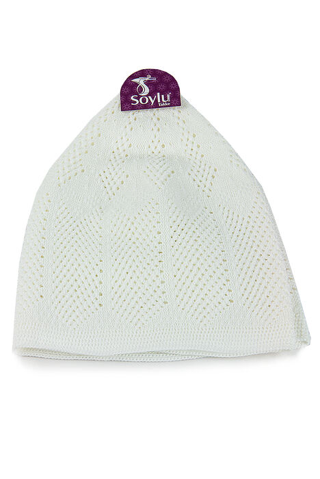 Sapphire Thin Knitted Lace Prayer Cap White 1 Piece - 4