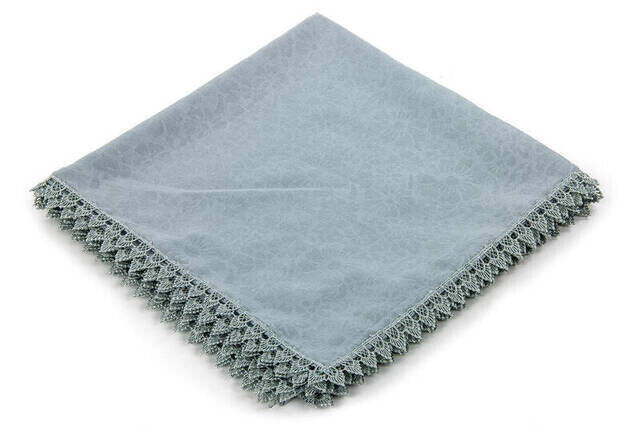 Scalloped Patterned Square Throw Gray - 1