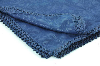 Scalloped Patterned Square Throw Navy Blue - 2