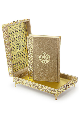 Sema Series Gift Set Korani Karim with Velvet Covered Chest Gold - 1