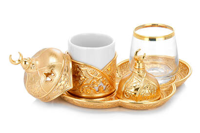 Sena Banquet Single Coffee Presentation Set with Gold Box - 4