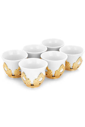 Sena Porcelain Mırra Gold Color Coffee Cup Set of 6 - 1