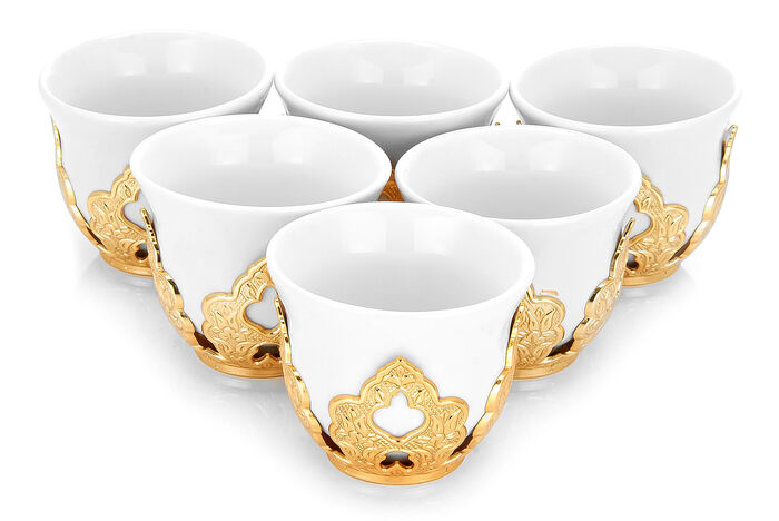 Sena Porcelain Mırra Gold Color Coffee Cup Set of 6 - 2