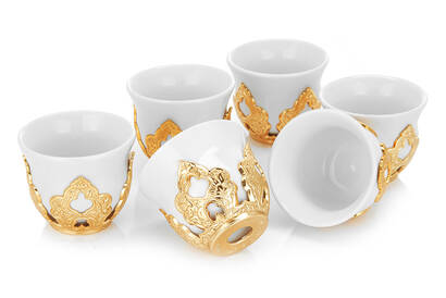 Sena Porcelain Mırra Gold Color Coffee Cup Set of 6 - 3